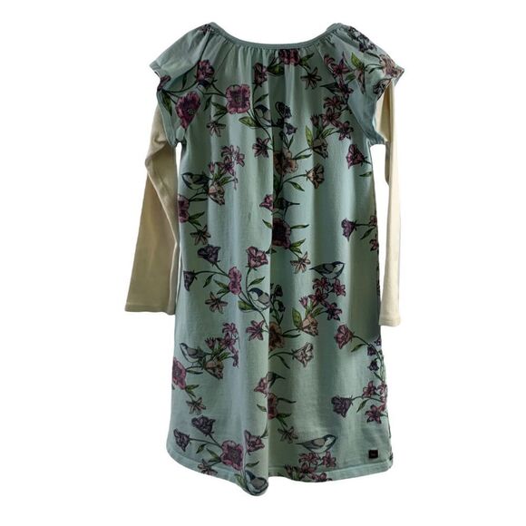 Tea Blue Cream Floral Birds Print Dress Size 10 - Picture 2 of 8